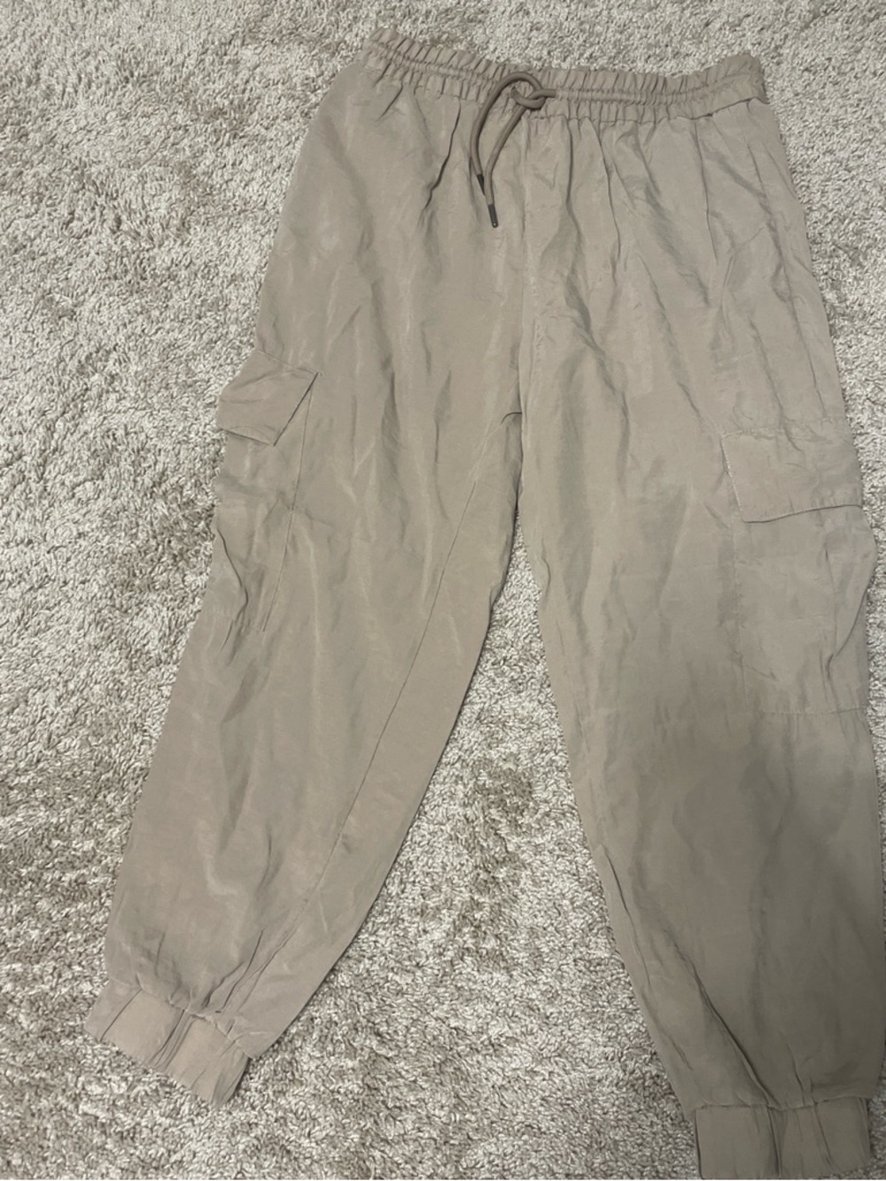 Zara Beige Elastic Waist Cargo Pants